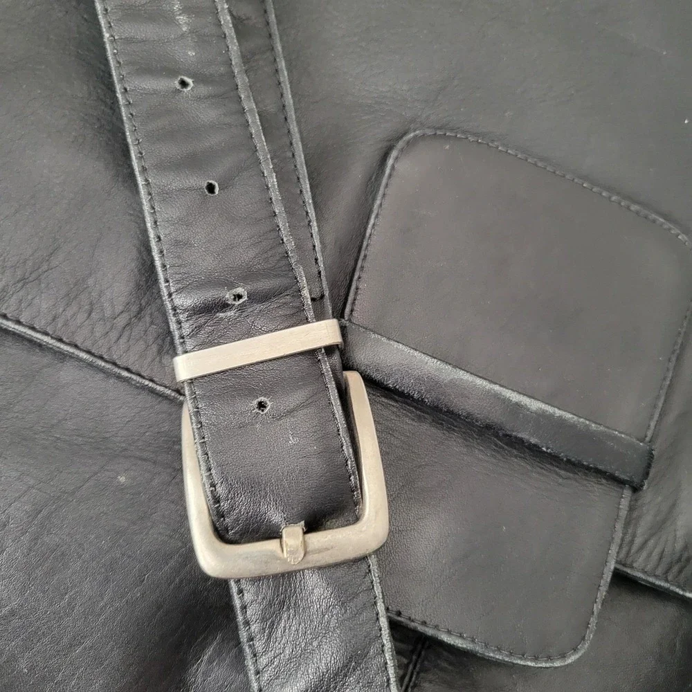 Kenneth Cole Black Genuine Leather Messenger Bag Satchel Laptop Bag Vintage Soft